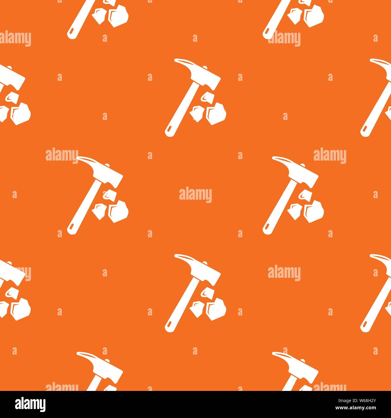 Minning hand hammer pattern vector orange Stock Vector