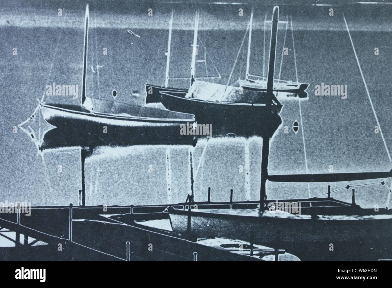 Fine black and white art photography of boats floating around a harbor ...