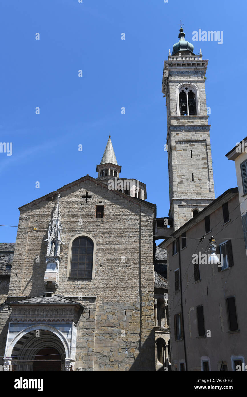 Basilica of Santa Maria Maggiore Cathedral church in the upper town of Bergamo, Lombardy, Italy Stock Photo