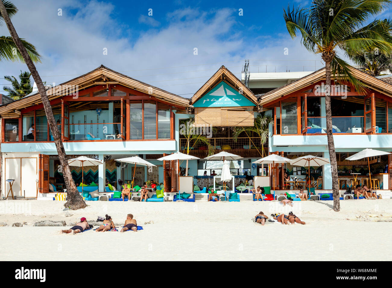 Paraw Beach Club, White Beach, Boracay, Aklan Province, The Philippines Stock Photo