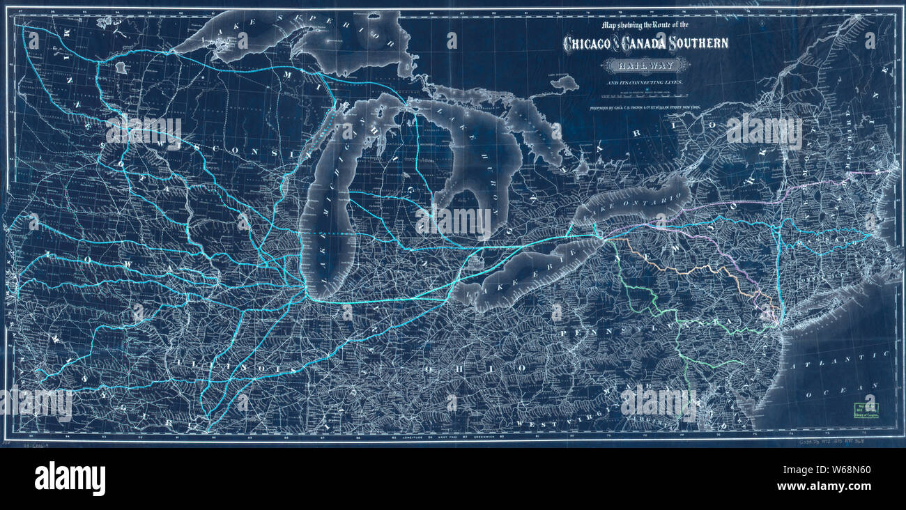 0227 Railroad Maps Map showing the route of the Chicago and Canada ...