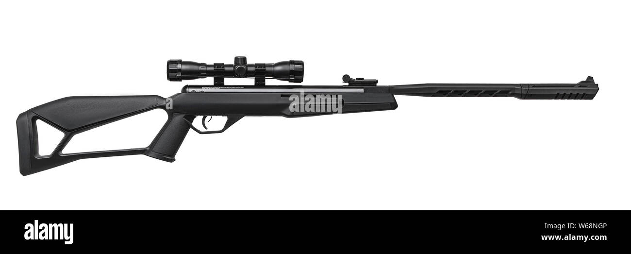 Air rifle with a telescopic sight isolate on a white background ...