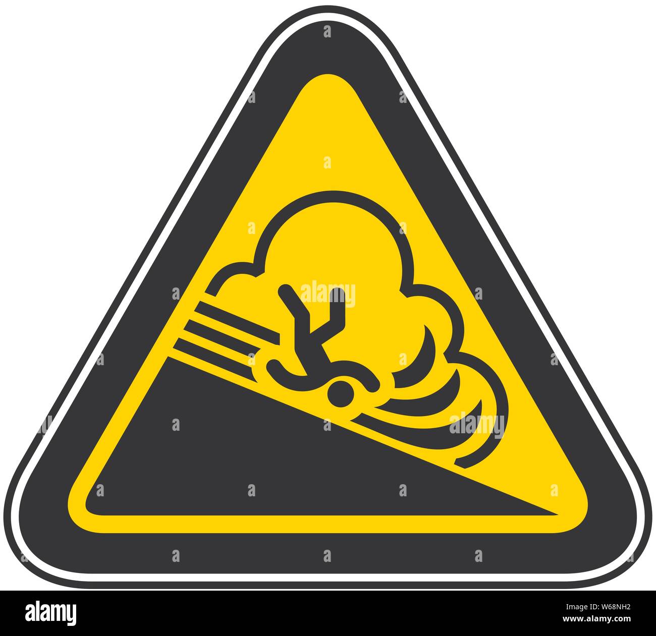 Triangular yellow Warning Hazard Symbol, vector illustration Stock