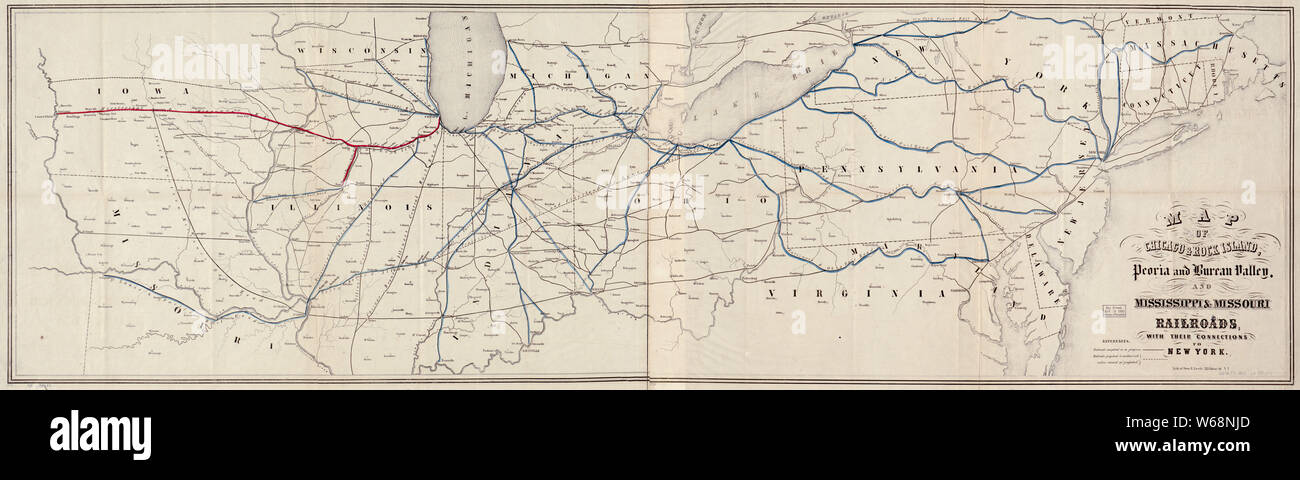 Rock Island Railroad Map Missouri 0229 Railroad Maps Map Of Chicago Rock Island Peoria And Bureau Valley And  Mississippi Missouri Railroads With Their Connections To New York Rebuild  And Repair Stock Photo - Alamy