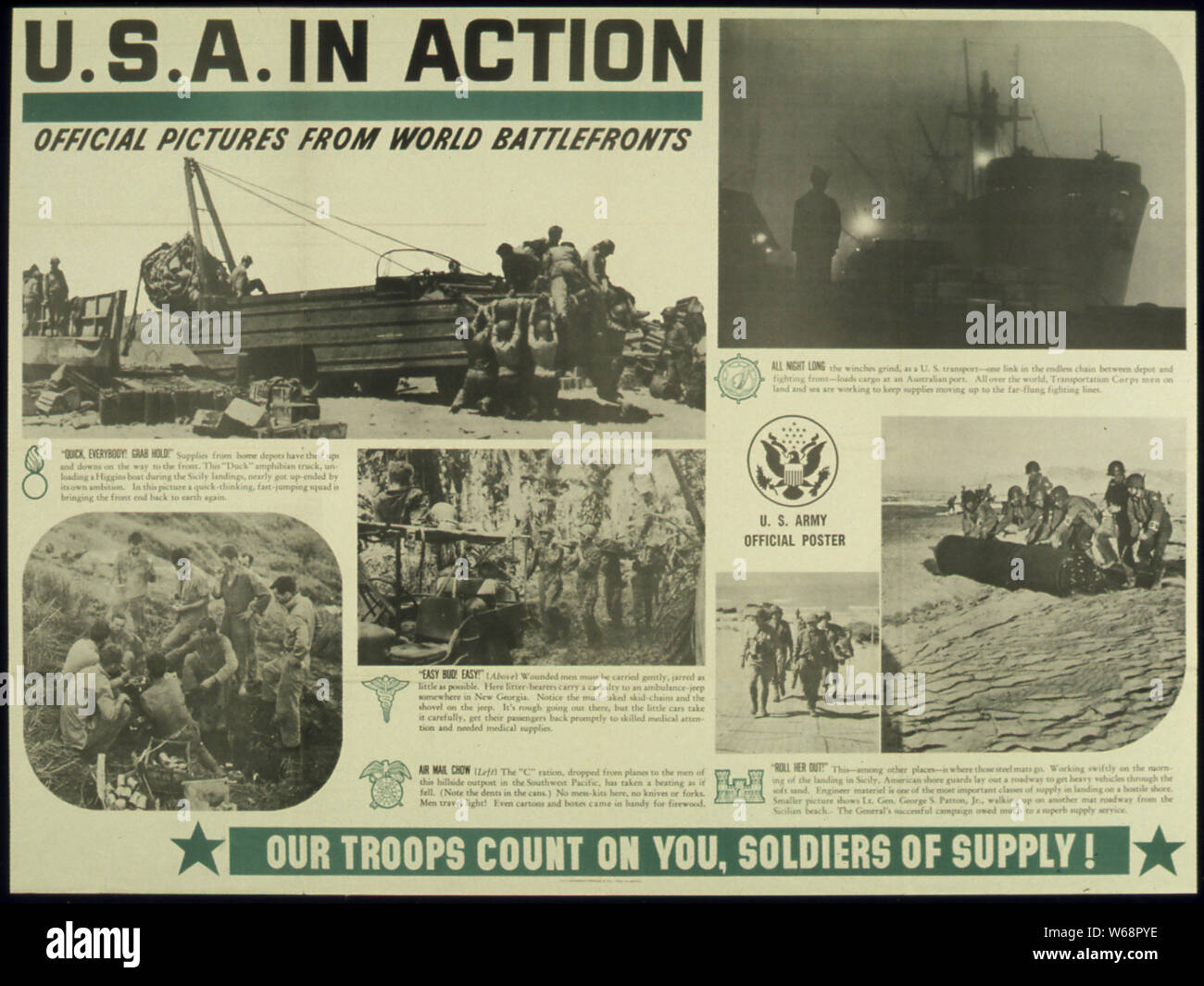 U.S.A. IN ACTION. OUR TROOPS COUNT ON YOU, SOLDIERS OF SUPPLY Stock ...