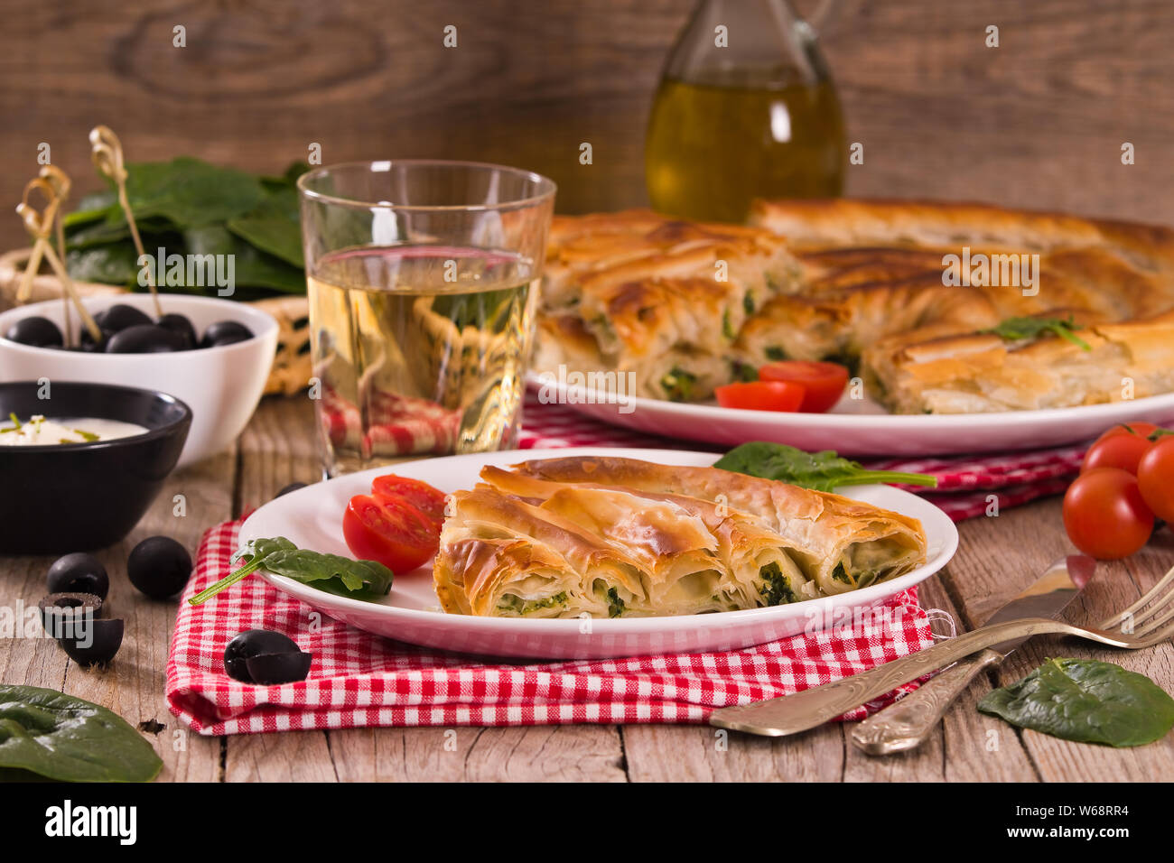 Spanakopita, greek spinach pie Stock Photo - Alamy