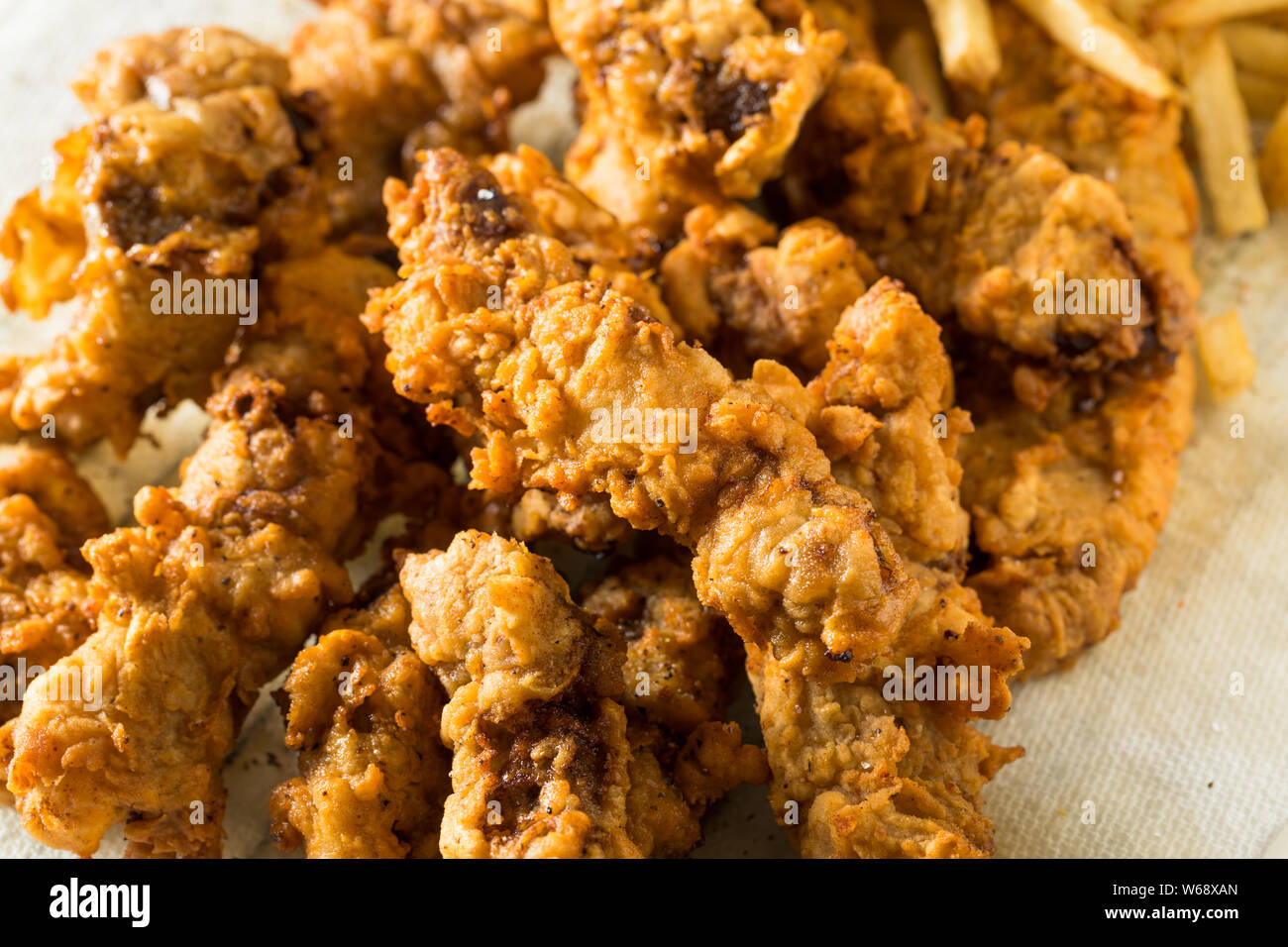 Homemade Deep Fried Idaho Finger Steaks with Fries Stock Photo Alamy