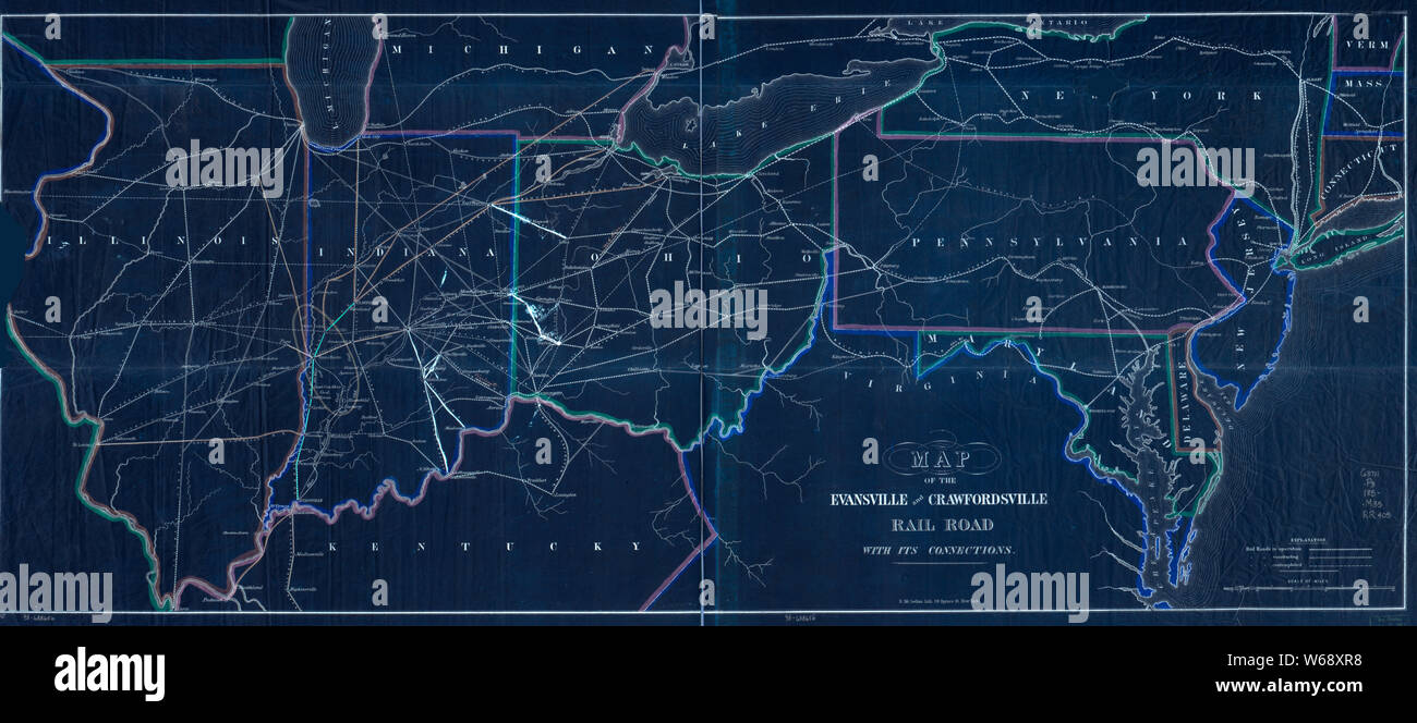 0258 Railroad Maps Map of the Evansville and Crawfordsville Rail Road