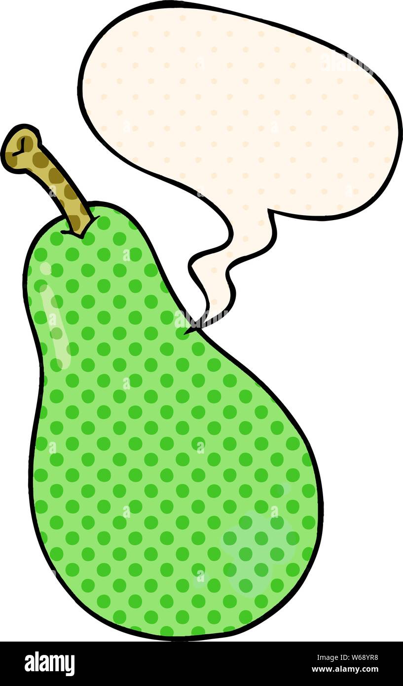 cartoon pear with speech bubble in comic book style Stock Vector Image ...