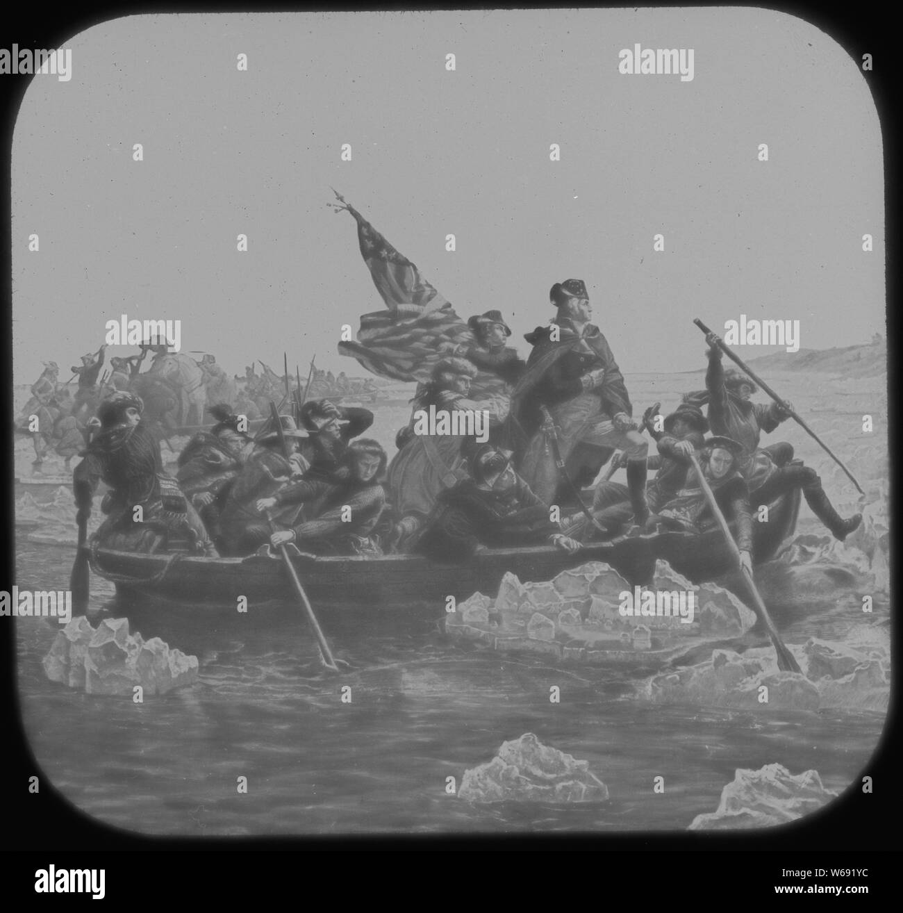Washington Crossing the Delaware. December 1776. Copy from painting by Emanuel Leutze, 1851., ca. 1910 - 1950; General notes:  Use War and Conflict Number 29 when ordering a reproduction or requesting information about this image. Stock Photo