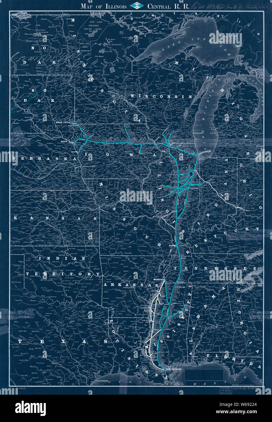 Illinois Central Railroad Map Hi Res Stock Photography And Images Alamy   0282 Railroad Maps Map Of Illinois Central R Inverted Rebuild And Repair W69224 