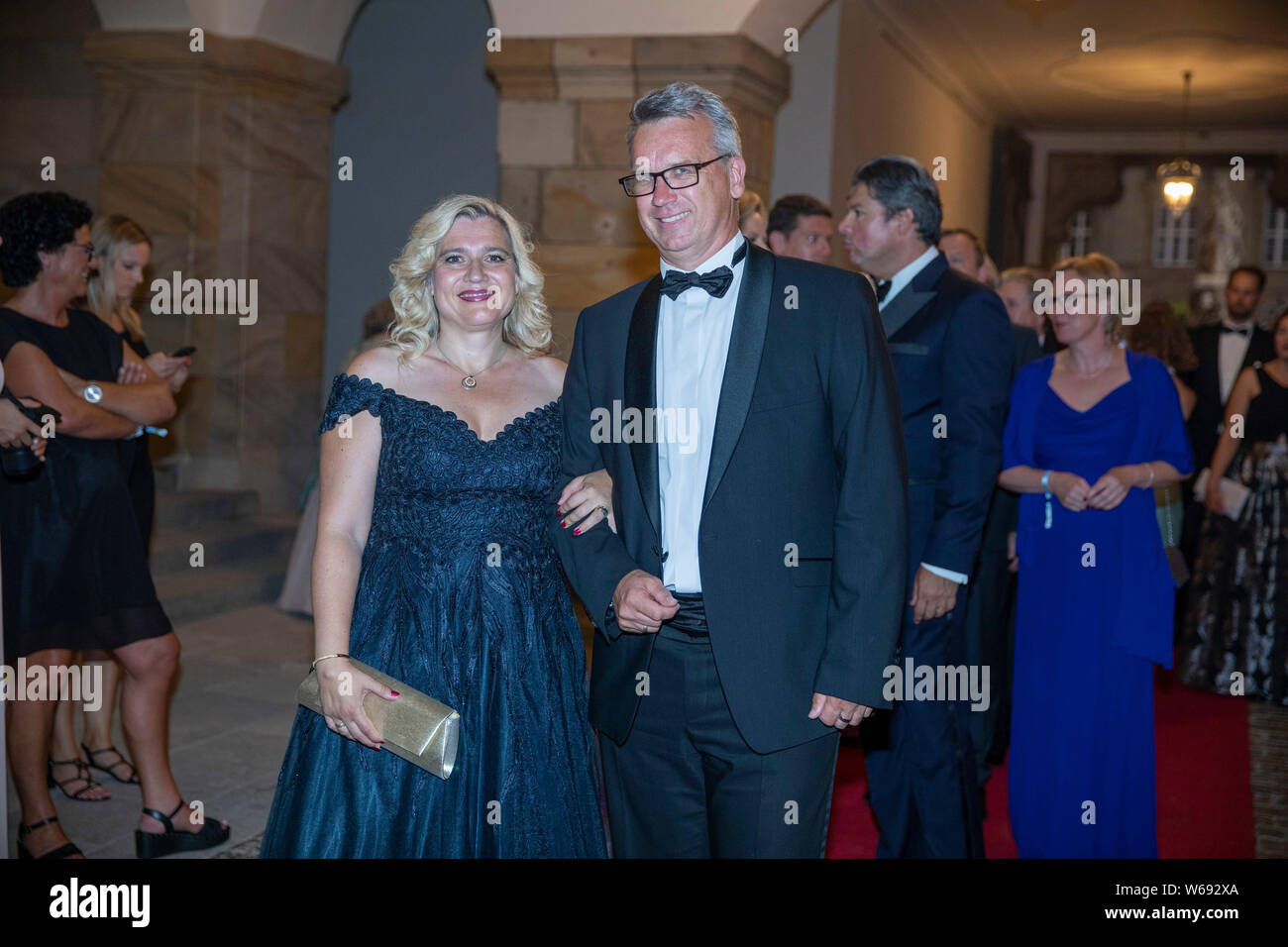 Melanie Huml mit Ehemann Markus Huml beim Staatsempfang im Anschluss an die Eröffnung der Richard-Wagner-Festspiele 2019 im Neuen Schloss Bayreuth. Ba Stock Photo