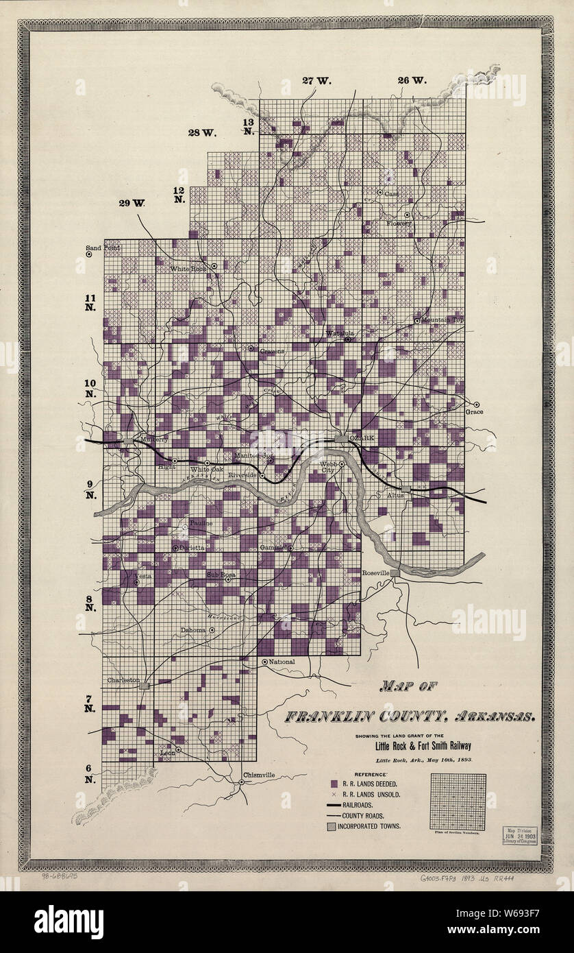 0289 Railroad Maps Map of Franklin County Arkansas showing the land