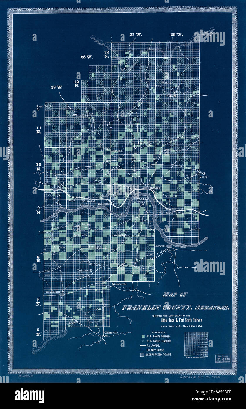 0289 Railroad Maps Map of Franklin County Arkansas showing the land