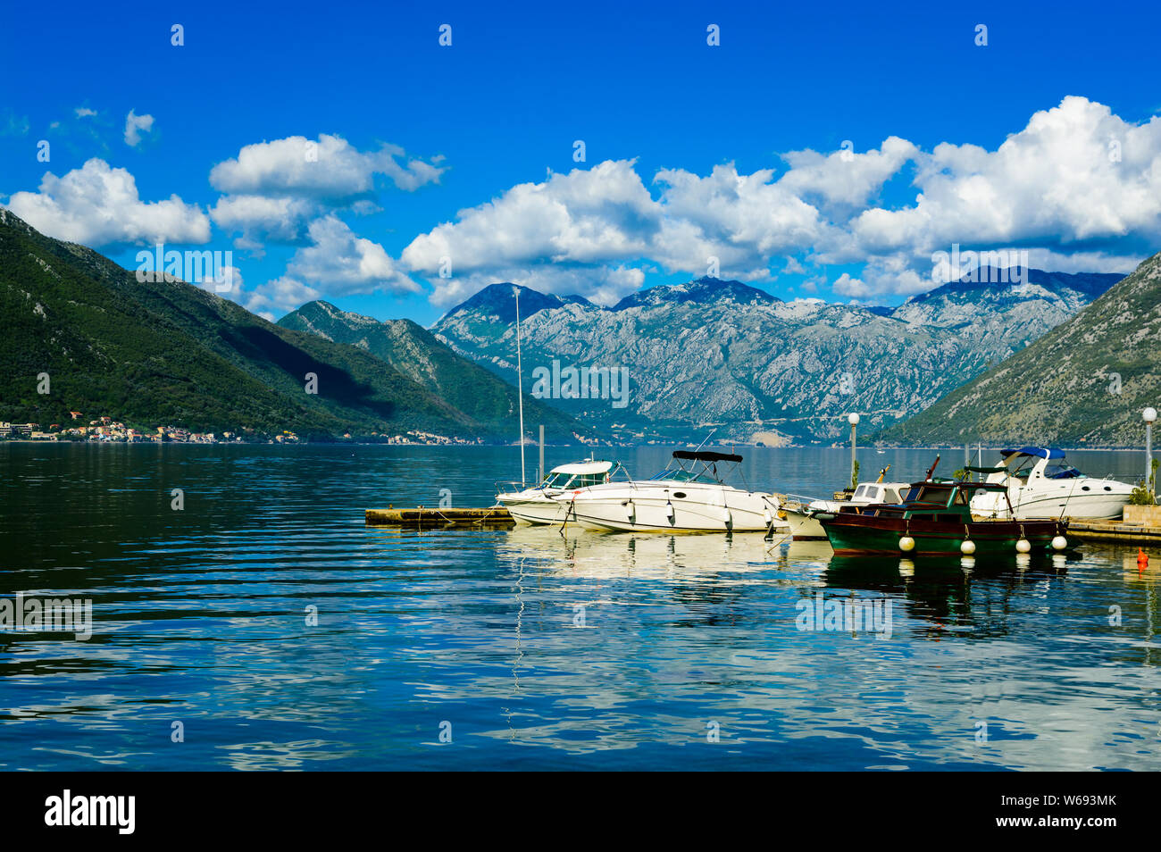 Harbour and yachts at Boka Kotor bay (Boka Kotorska), Montenegro