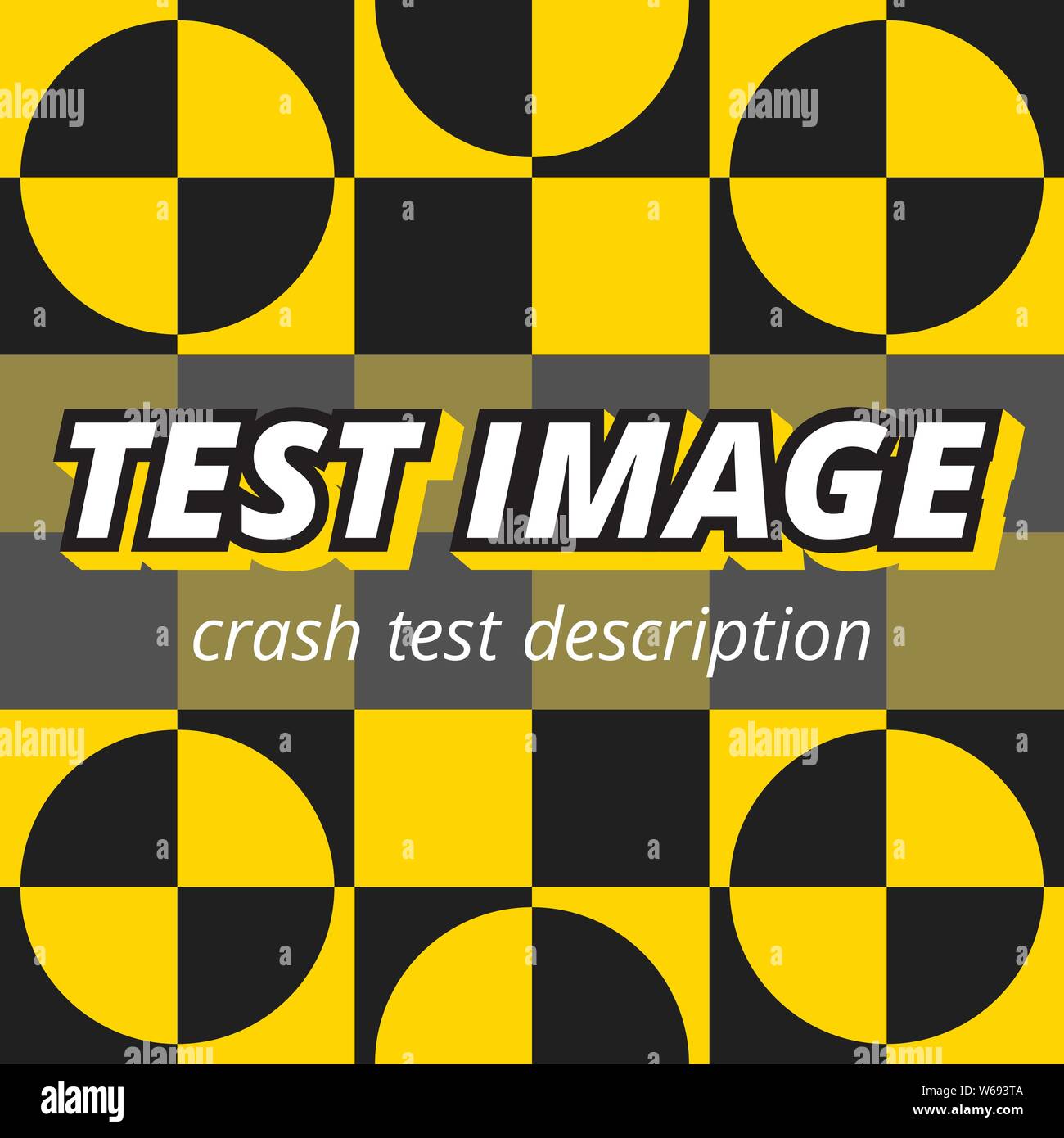 Test image vector in crash test black yellow colors and geometry style. Stub or screen saver background for web sites. Stock Vector
