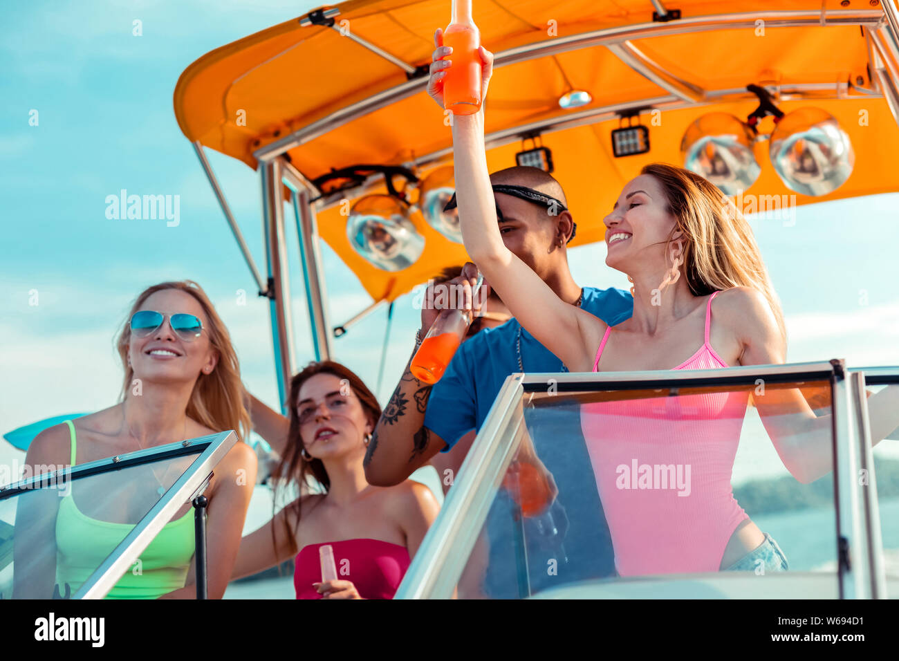 Group of happy young people throwing a party Stock Photo Alamy