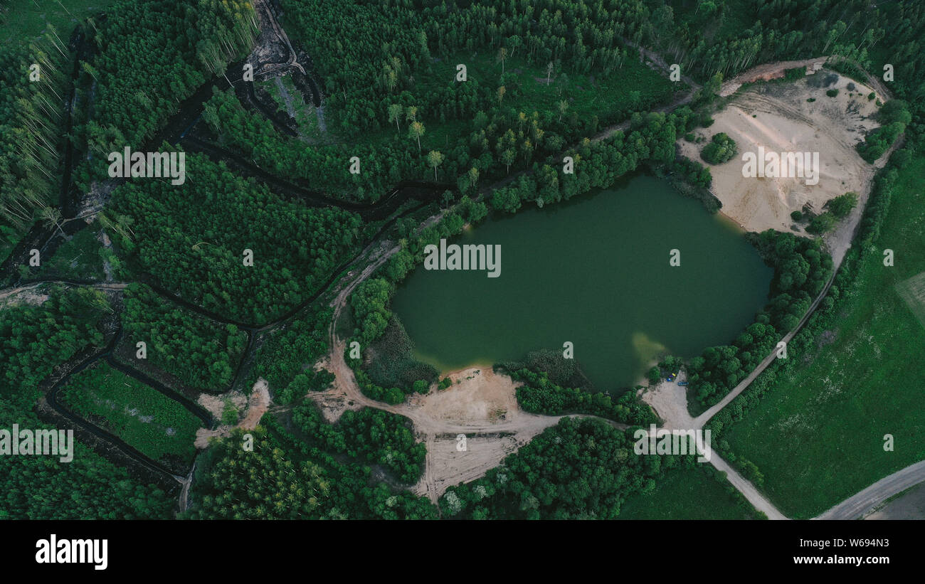Aerial view of lake Stock Photo