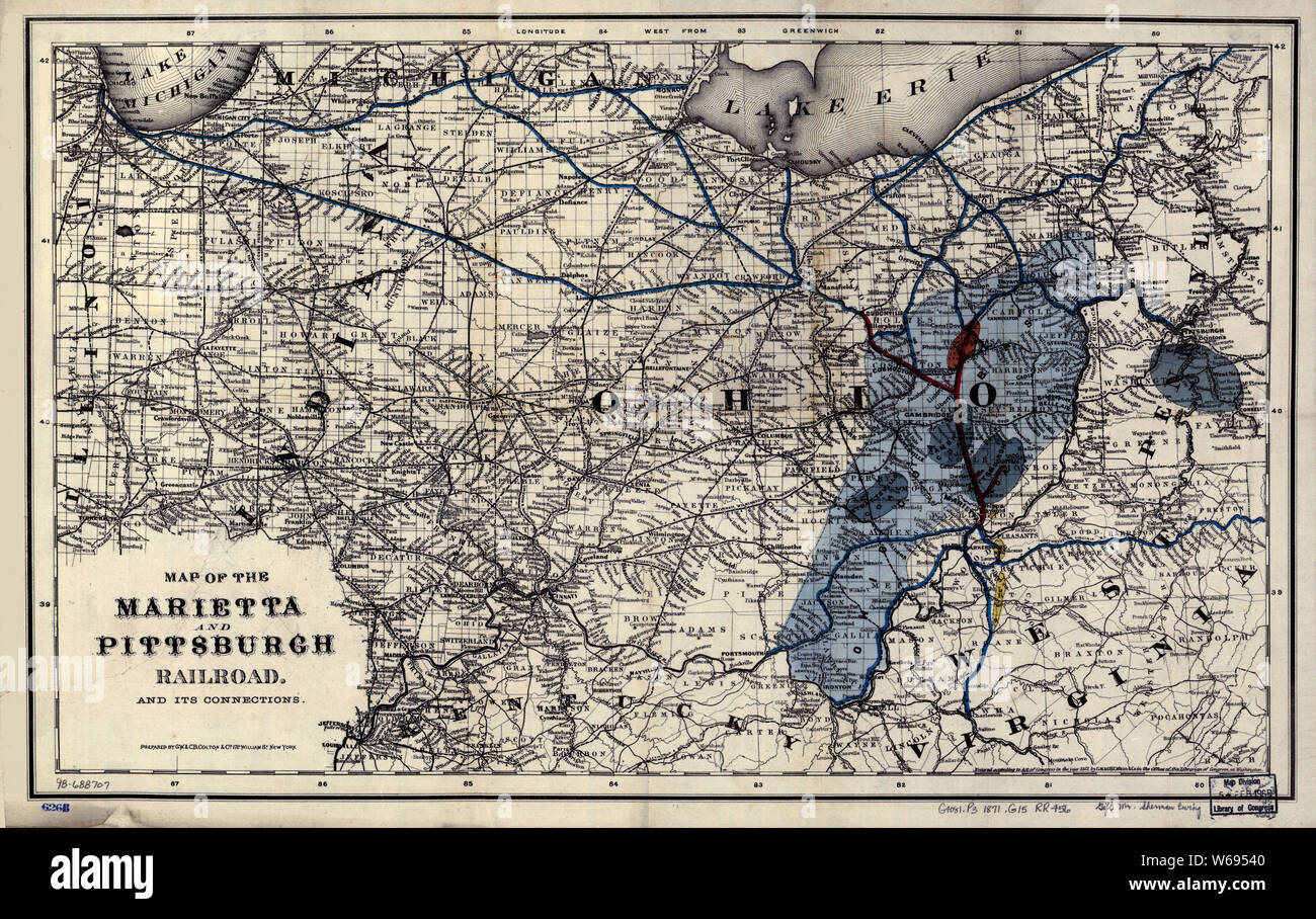 0299 Railroad Maps Map of the Marietta and Pittsburgh Railroad and its