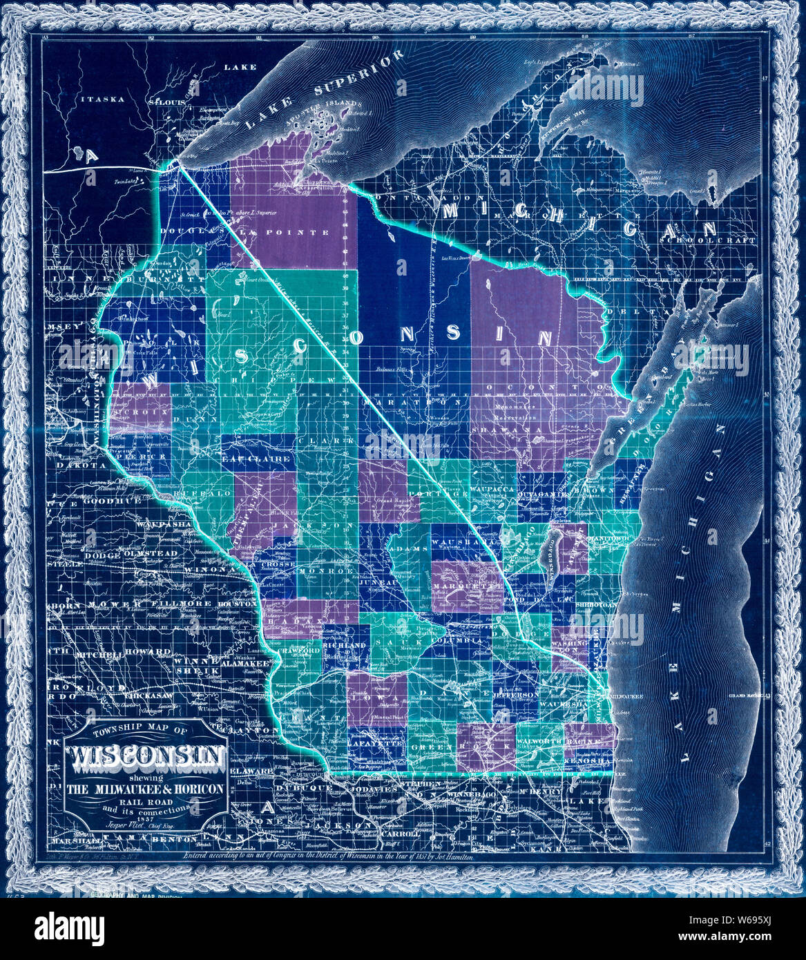 0303 Railroad Maps Township map of Wisconsin showing The Milwaukee