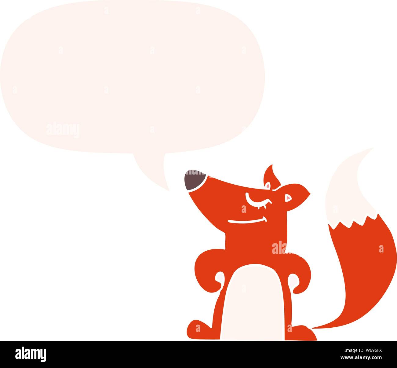 cartoon fox with speech bubble in retro style Stock Vector