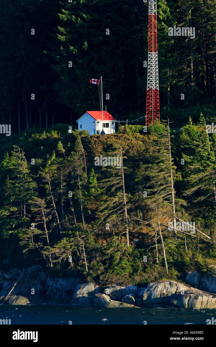 Chatham Point Lighthouse, Inside Passage, Vancouver Island, British Columbia, Canada Stock Photo
