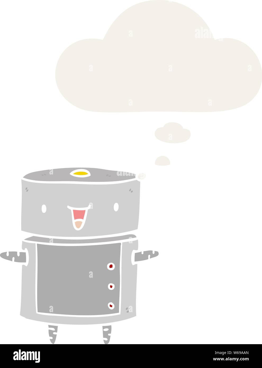 cartoon robot with thought bubble in retro style Stock Vector Image ...