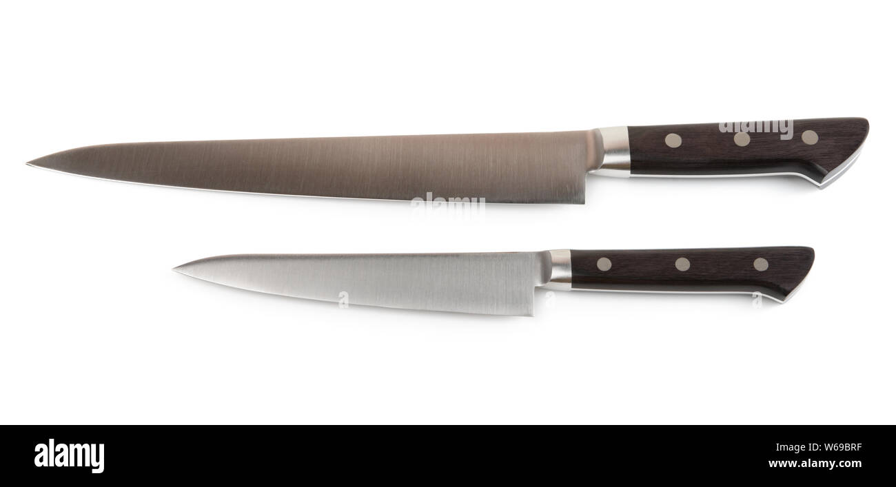 Long and short knives isolated on white background Stock Photo Alamy