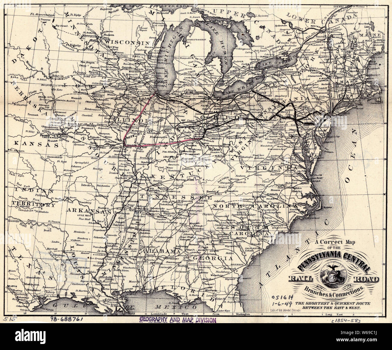 0348 Railroad Maps A correct map of the Pennsylvania Central Rail Road 