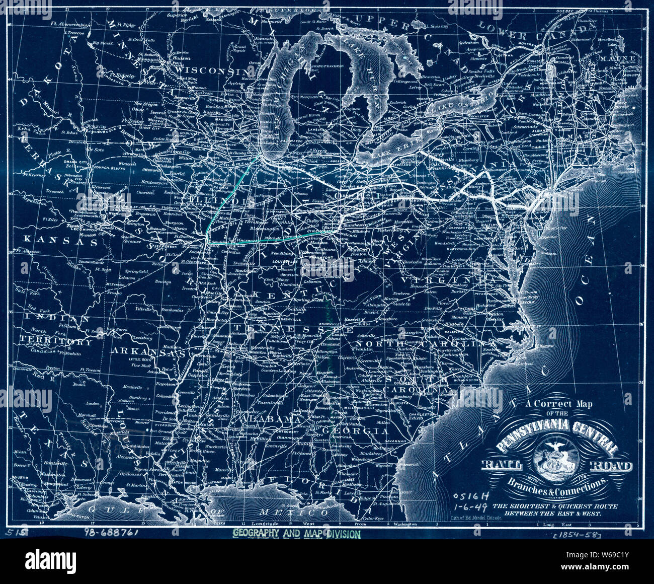 0348 Railroad Maps A correct map of the Pennsylvania Central Rail Road 