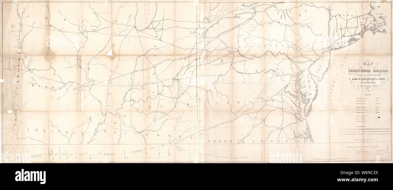0349 Railroad Maps Map of Pennsylvania Railroad with its connections showing the different