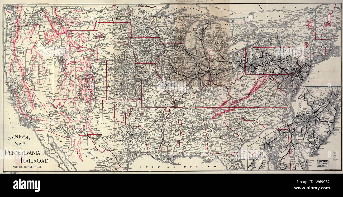 0351 Railroad Maps General map of the Pennsylvania Railroad and its connections Rebuild and