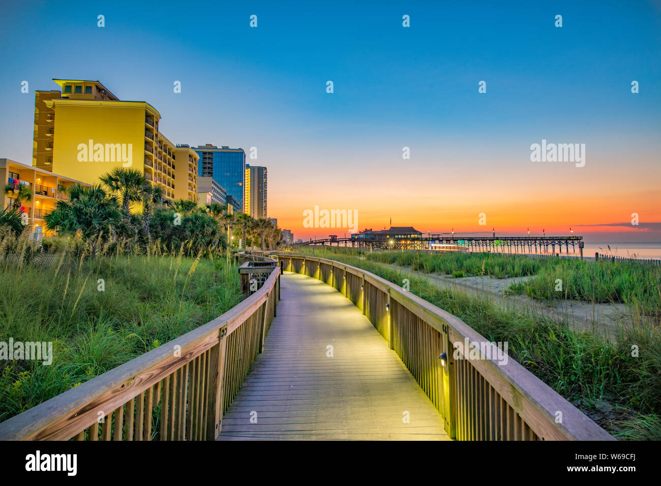 Myrtle Beach South Carolina SC Boardwalk Sunrise Stock Photo Alamy