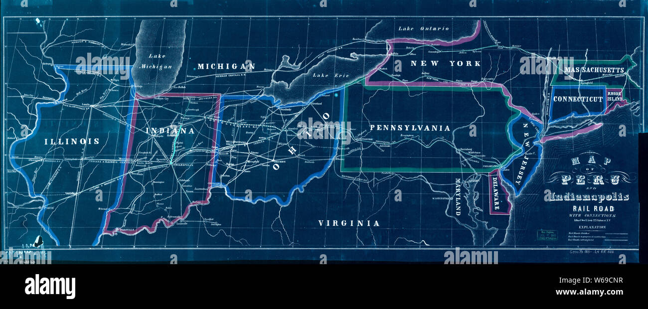0353 Railroad Maps Map of Peru and Indianapolis Rail Road with Inverted