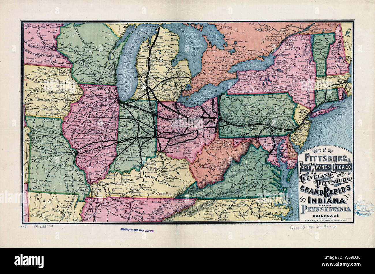 0361 Railroad Maps Map of the Pittsburg sic Fort Wayne Chicago