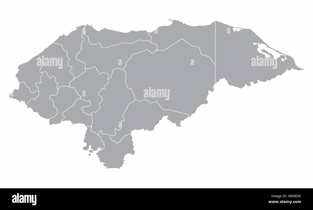 Honduras regions map isolated on white background Stock Vector