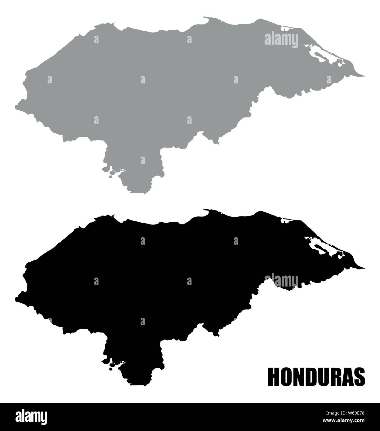 Honduras silhouette maps isolated on white background Stock Vector
