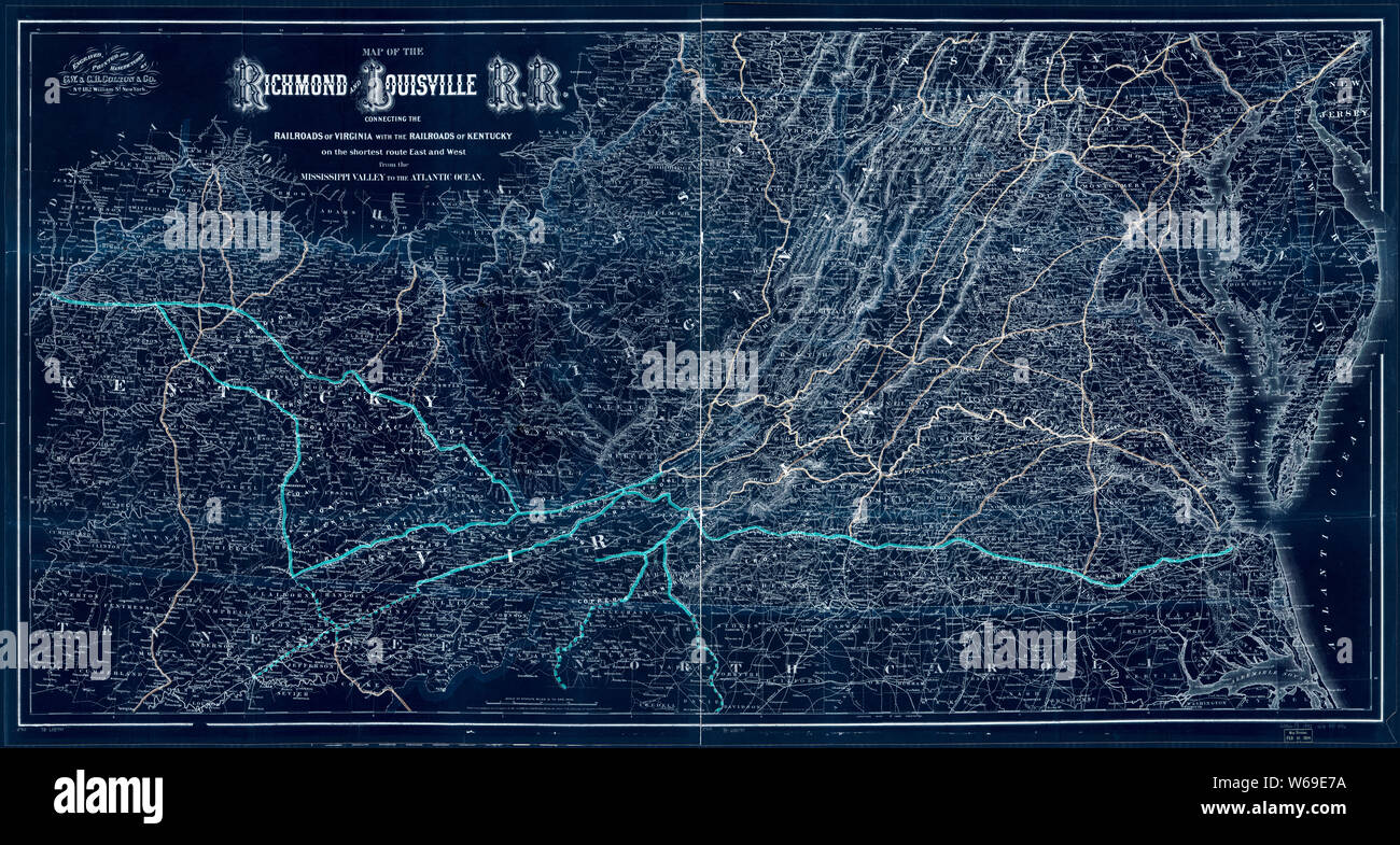 0372 Railroad Maps Map of the Richmond and Louisville R R connecting the railroads of Virginia