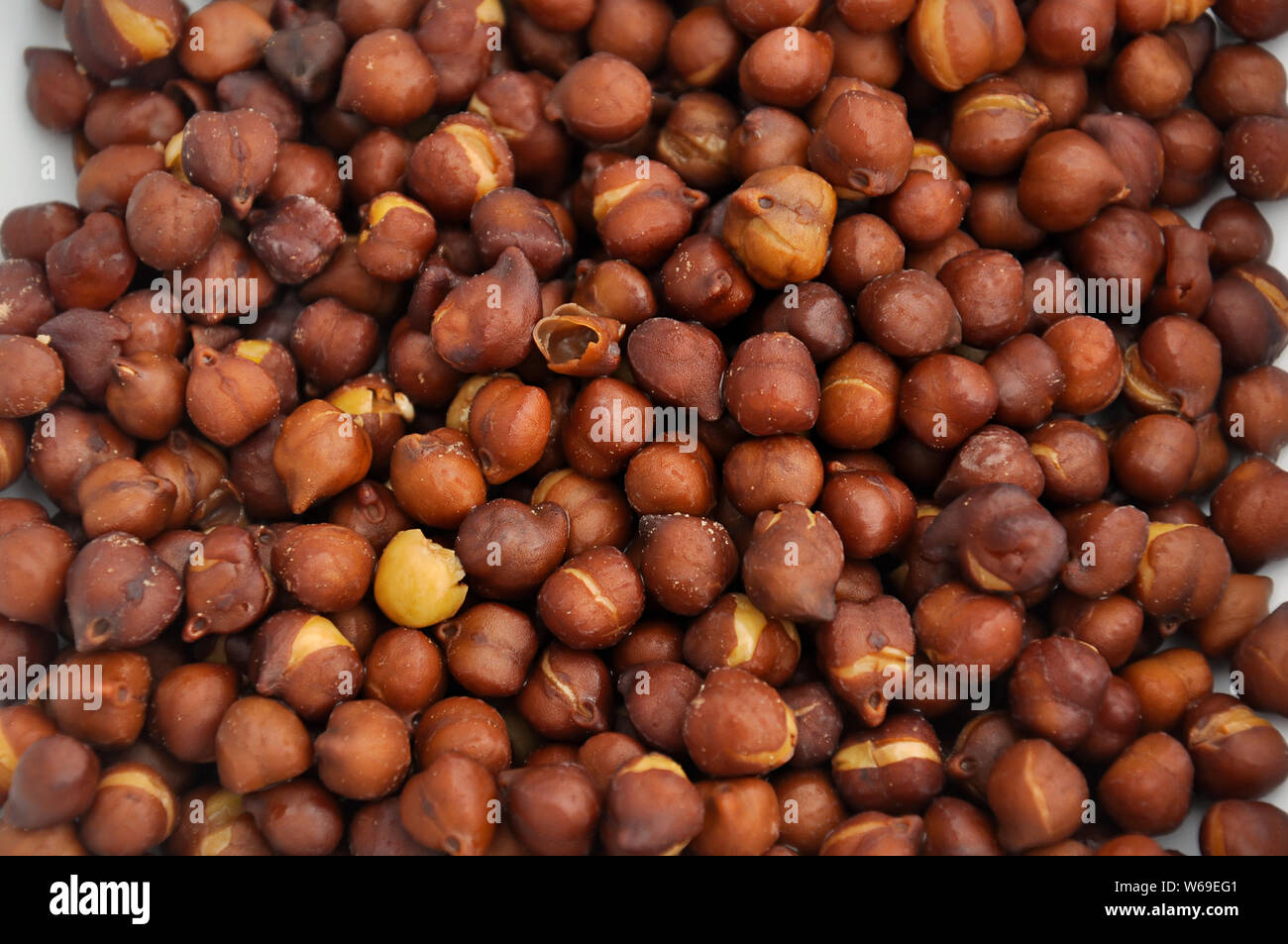 Black garbanzo beans or chickpeas cooked. Black garbanzo beans are rare