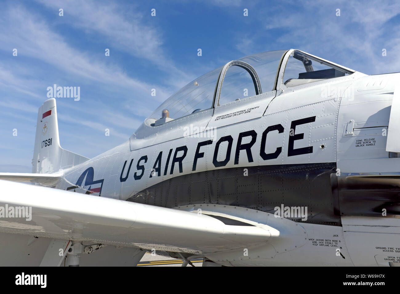Close-up of US Air Force Jet at the 2018 Cleveland National Air Show in Cleveland, Ohio, USA. Stock Photo