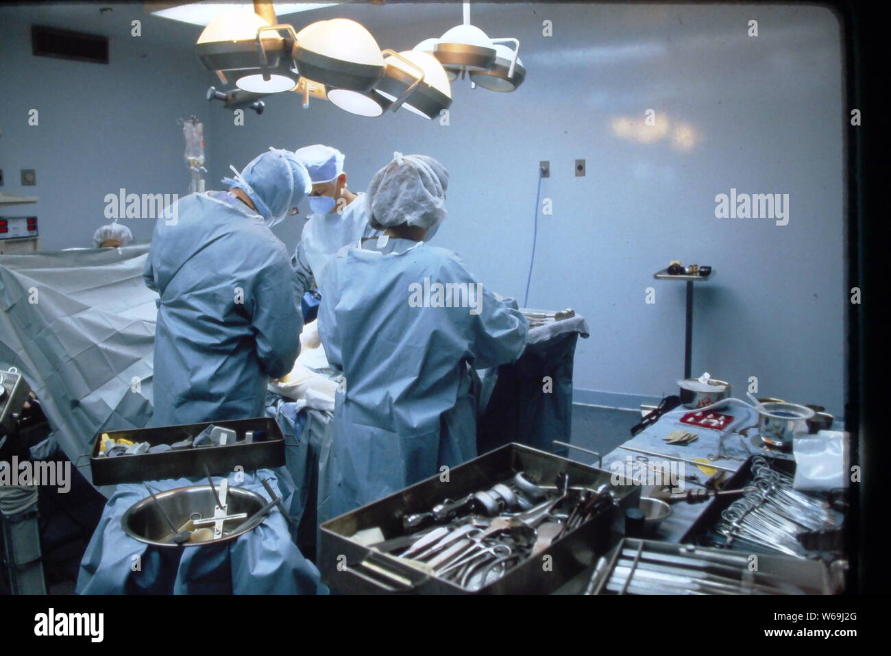 Orthopedic surgeons during knee replacement procedures in a local New