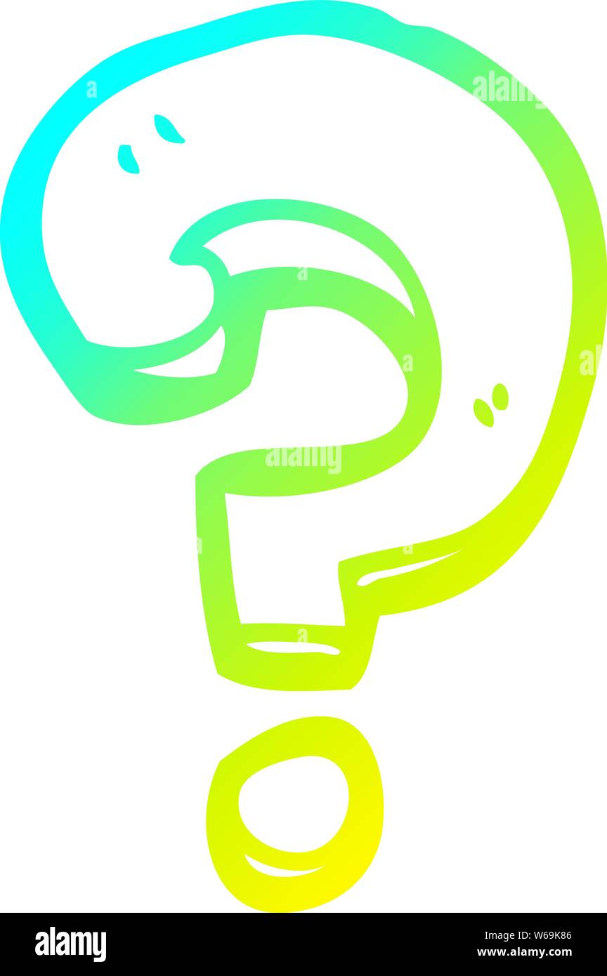 cold gradient line drawing of a cartoon question mark Stock Vector ...
