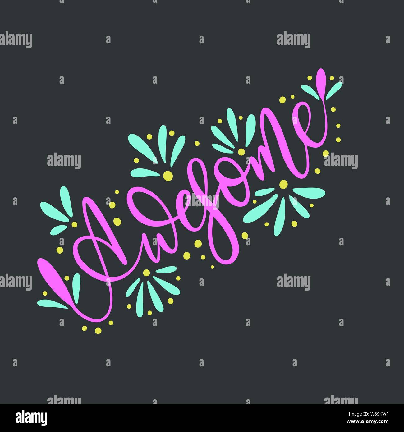 The Word Design Lettering Awesome. Script handmade lettering word for your designs. Vector ...