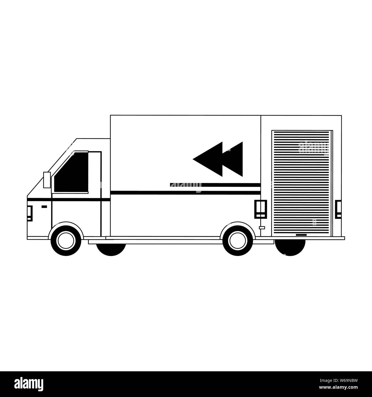 pix Delivery Truck Cartoon Black And White alamy