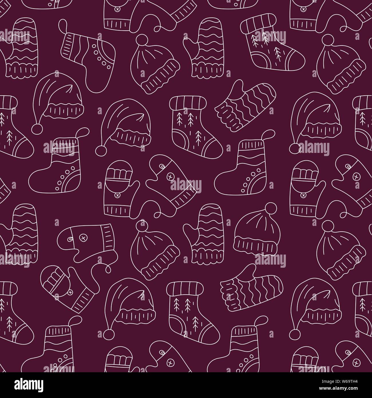 Vector Christmas seamless pattern with winter clothes Stock Vector ...
