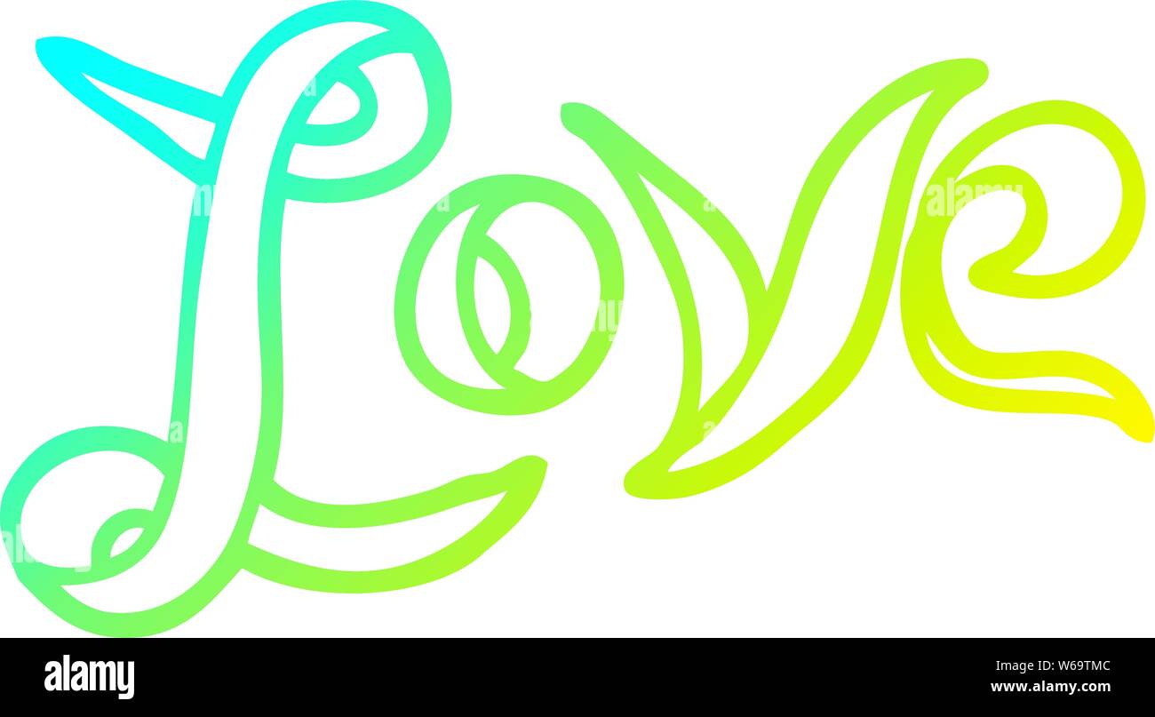 Cold Gradient Line Drawing Of A Cartoon Love Banner Stock Vector