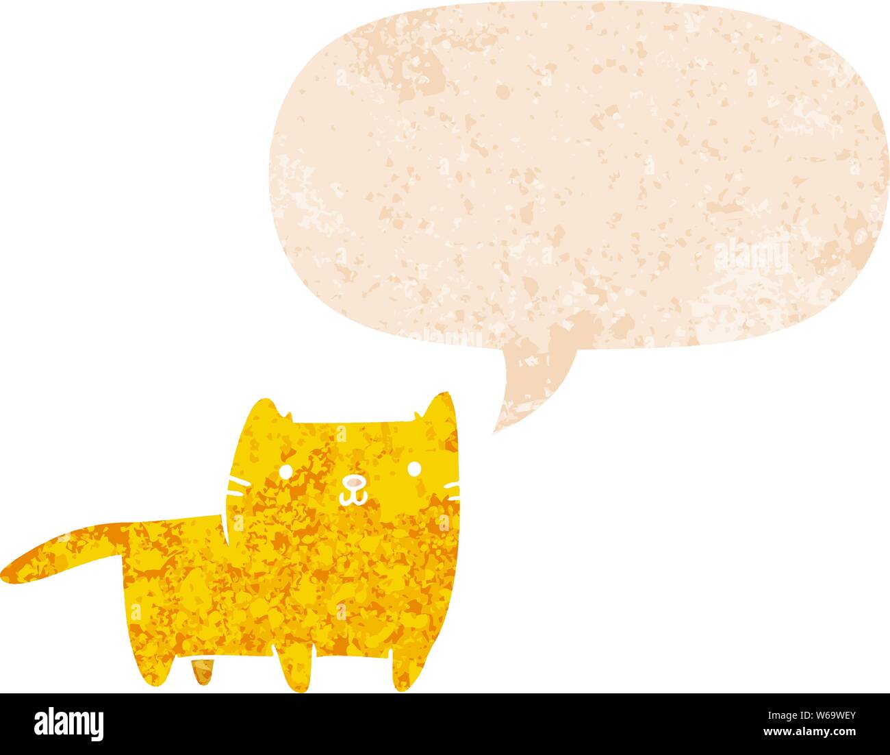 Cat Pin Bubble Example cartoon cat with speech bubble in grunge distressed retro textured ...