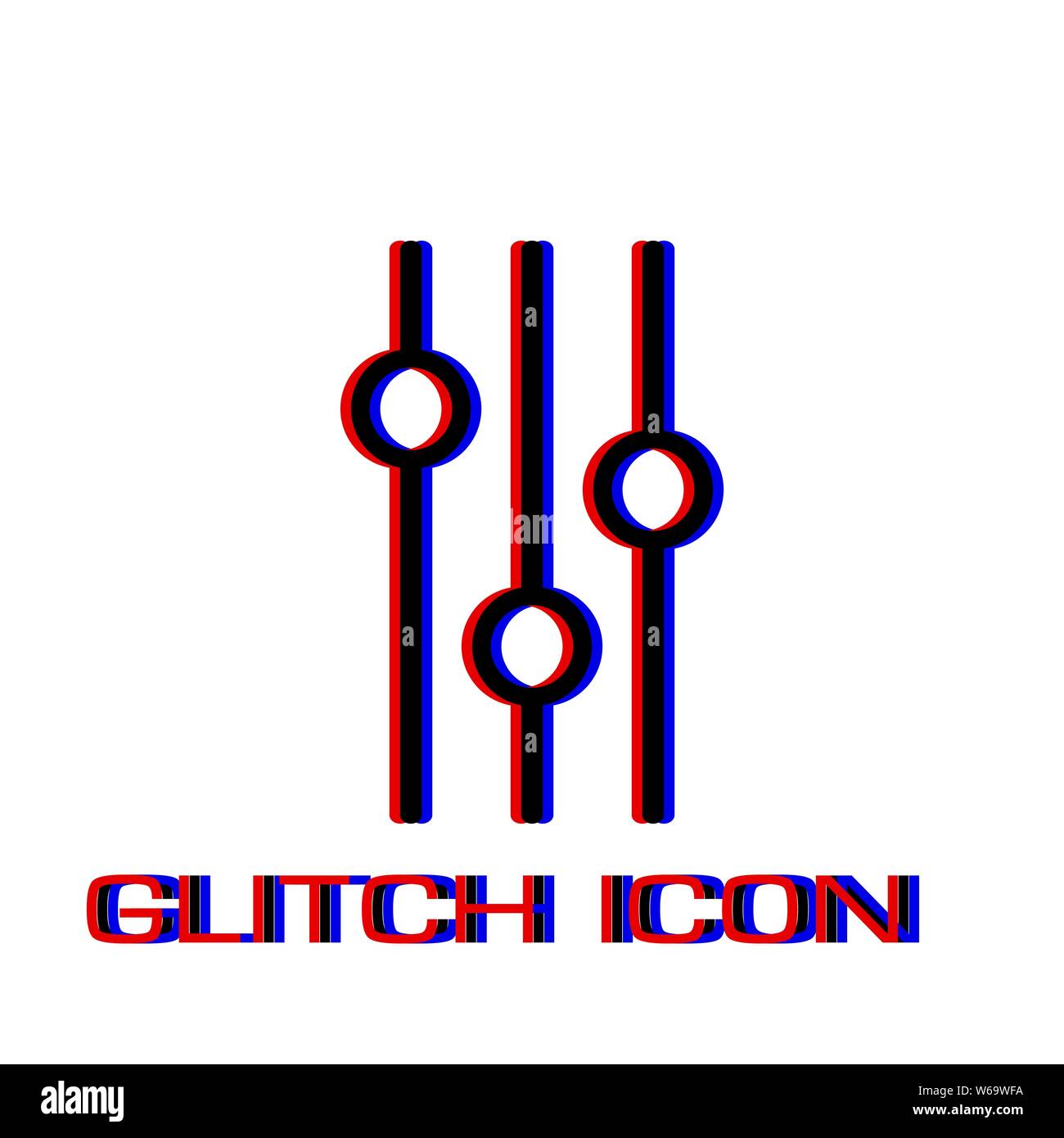 Equalizer icon flat. Simple pictogram - Glitch effect. Vector illustration symbol Stock Vector