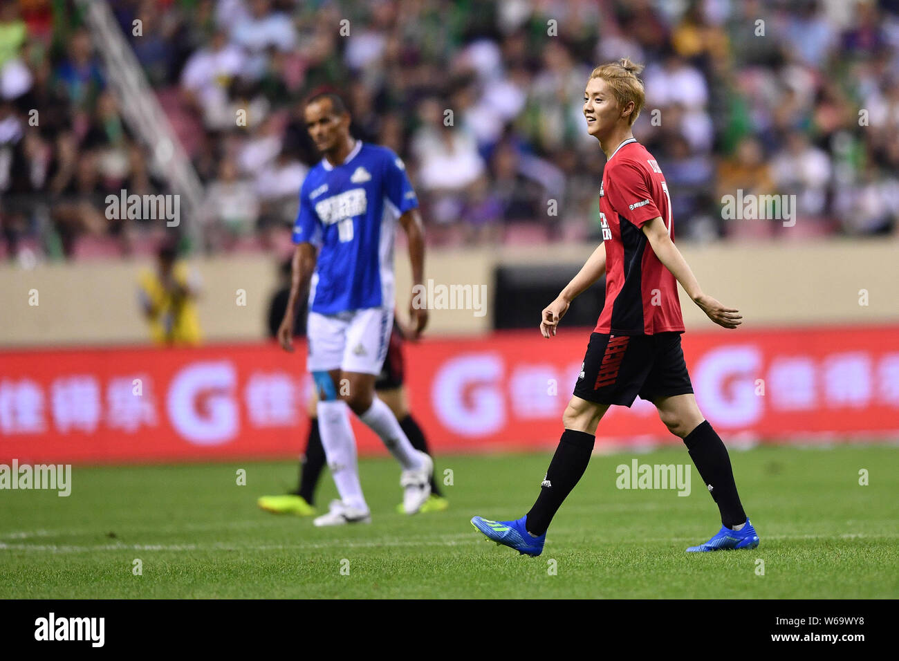 Chinese actor and singer Lu Han, of Chinese Celebrity is pictured during the 2018 Super Penguin Soccer Celebrity Game against International Legends in Stock Photo