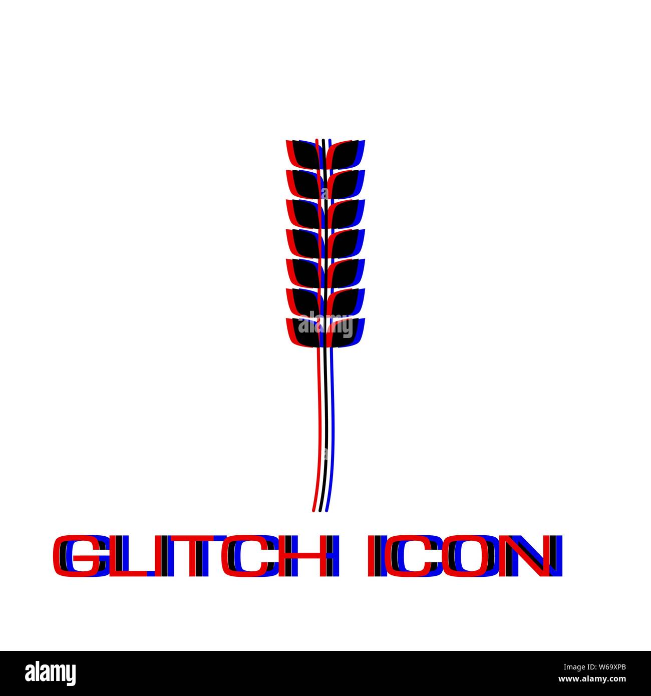Wheat icon flat. Simple pictogram - Glitch effect. Vector illustration symbol Stock Vector